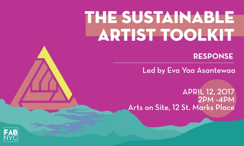 A shocklingly pink graphic announces RESPONSE for April 12, 2017 from 2-4pm at Arts on Site