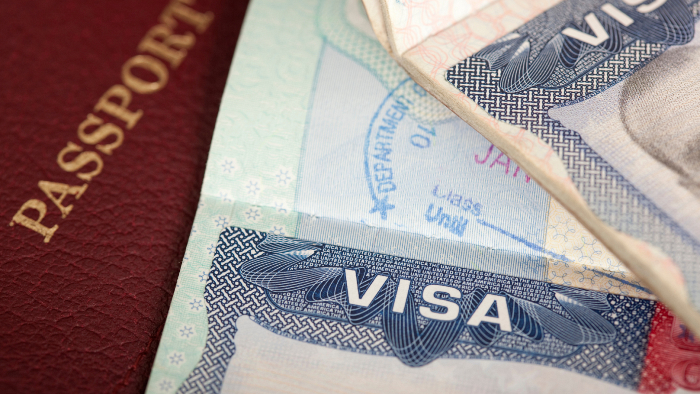 Photo of visas and a passport
